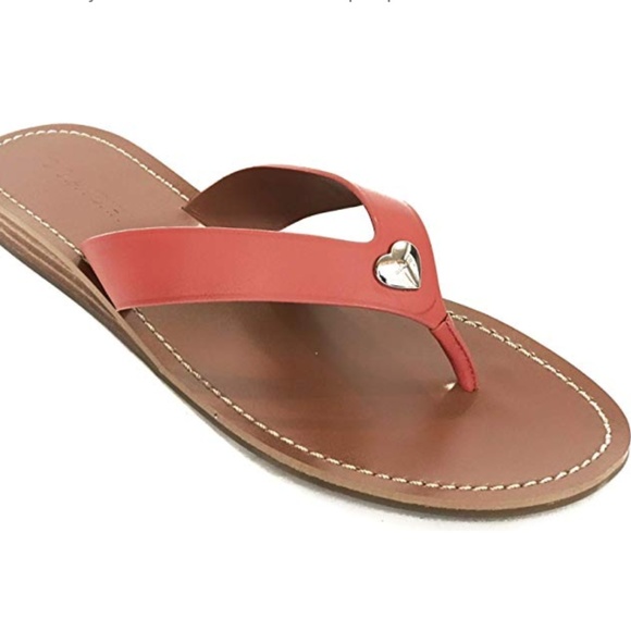 Coach Women's Ellis Thong Sandal Orange Leather 5B - Picture 1 of 9